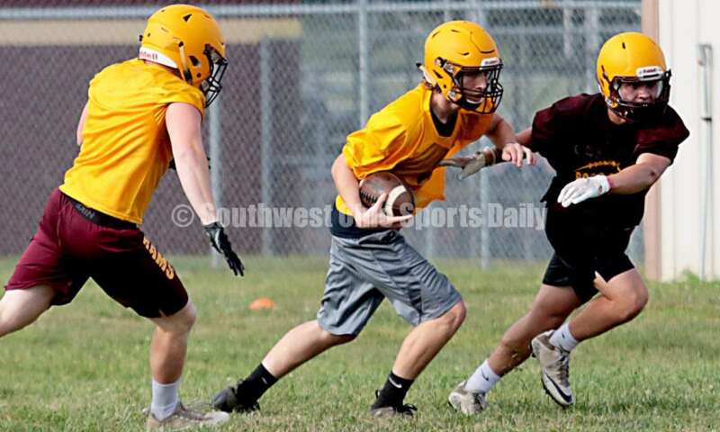 Ross High School's football team hosted Aiken for a 7-on-7 scrimmage July 16, 2019, in Ross Township. E.L. HUBBARD/CONTRIBUTOR