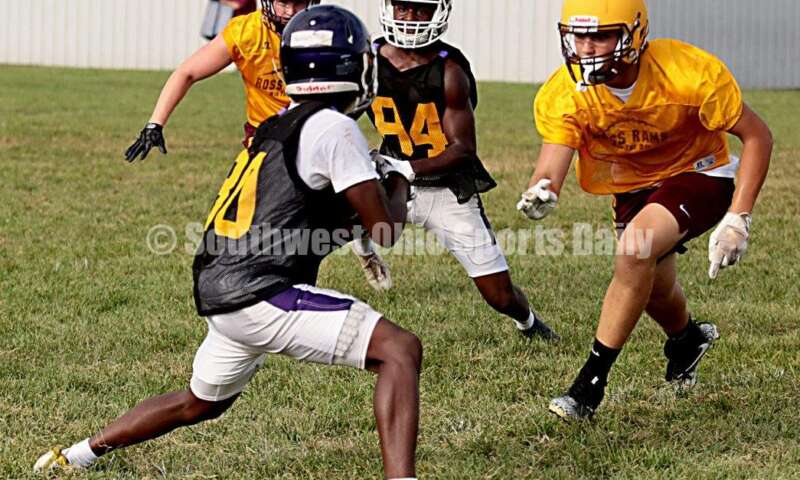 Ross High School's football team hosted Aiken for a 7-on-7 scrimmage July 16, 2019, in Ross Township. E.L. HUBBARD/CONTRIBUTOR