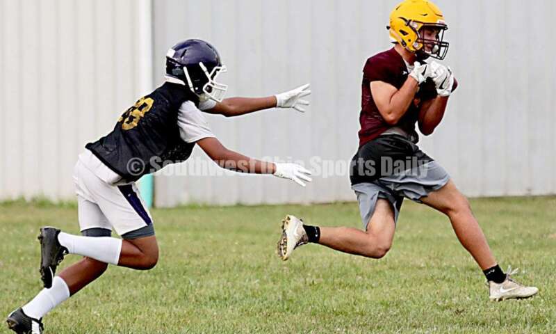 Ross High School's football team hosted Aiken for a 7-on-7 scrimmage July 16, 2019, in Ross Township. E.L. HUBBARD/CONTRIBUTOR