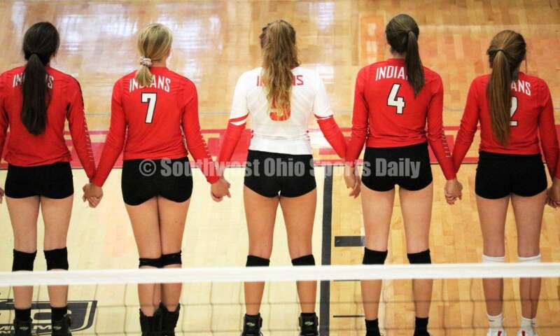 A scene from Fairfield High School's volleyball match against visiting Talawanda on Sept. 9, 2019, at the Fairfield Arena. The host Indians won 25-17, 25-15, 25-18. MARK BRAAM/FAIRFIELD JOURNALISM INSTRUCTOR