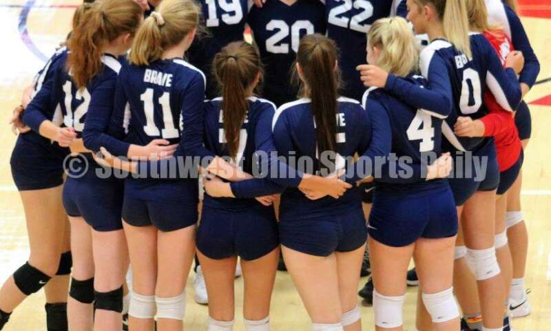Talawanda High School's players huddle Sept. 9, 2019, during a volleyball match against Fairfield at the Fairfield Arena. The host Indians won 25-17, 25-15, 25-18. MARK BRAAM/FAIRFIELD JOURNALISM INSTRUCTOR