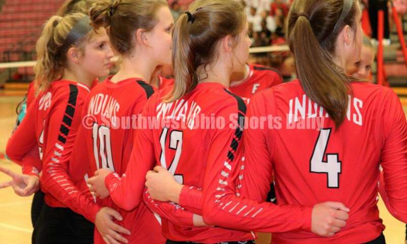A scene from Fairfield High School's volleyball match against visiting Talawanda on Sept. 9, 2019, at the Fairfield Arena. The host Indians won 25-17, 25-15, 25-18. MARK BRAAM/FAIRFIELD JOURNALISM INSTRUCTOR