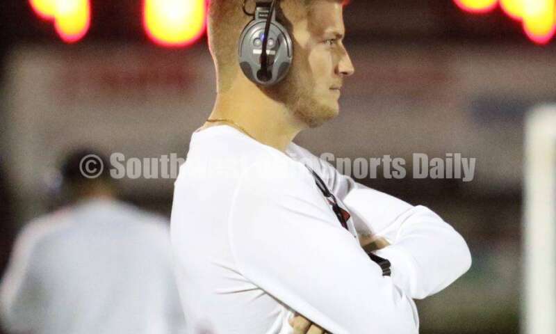 Madison High School coach Ricky Davis watches from the sideline Oct. 3, 2019, during a Southwestern Buckeye League football game at Dixie. The visiting Mohawks won 48-13. RICK CASSANO/STAFF