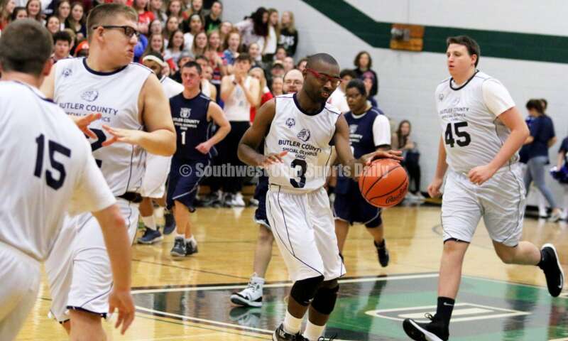 Badin High School hosted the ninth annual Butler County Special Olympics basketball game Jan. 18, 2020, during halftime of the Badin-Talawanda boys contest at Mulcahey Gym in Hamilton. RICK CASSANO/STAFF