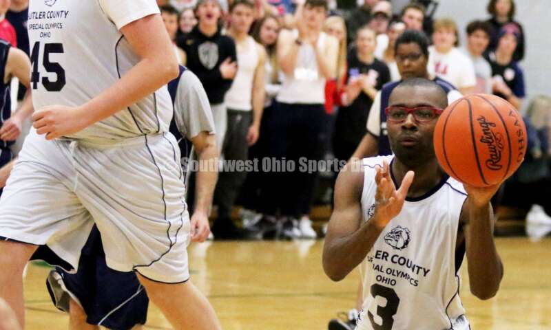 Badin High School hosted the ninth annual Butler County Special Olympics basketball game Jan. 18, 2020, during halftime of the Badin-Talawanda boys contest at Mulcahey Gym in Hamilton. RICK CASSANO/STAFF