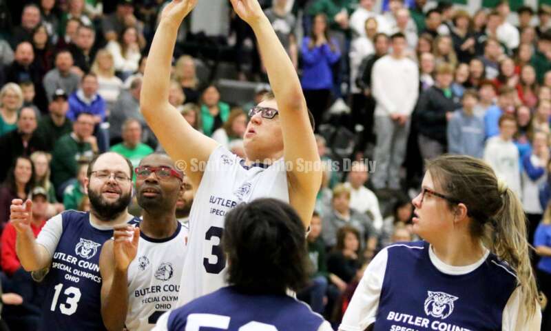 Badin High School hosted the ninth annual Butler County Special Olympics basketball game Jan. 18, 2020, during halftime of the Badin-Talawanda boys contest at Mulcahey Gym in Hamilton. RICK CASSANO/STAFF