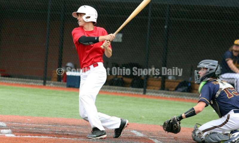 Lakota West High School's Ben Kiker takes a swing for the Cincinnati Impact on June 25, 2021, during Pastime Tournaments' Ohio Valley 17U/18U Wood Bat Classic at New Richmond. The Impact beat Sluggers Baseball Club 3-2. RICK CASSANO/STAFF