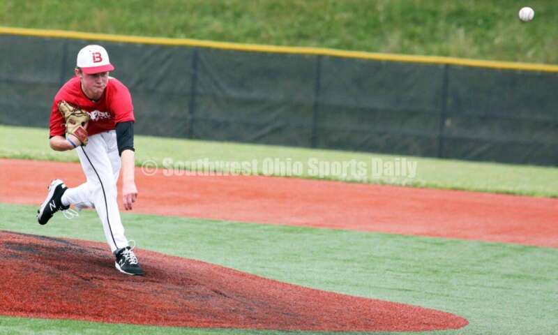 Lakota West High School's Connor Crowley throws a pitch for the Cincinnati Impact on June 25, 2021, during Pastime Tournaments' Ohio Valley 17U/18U Wood Bat Classic at New Richmond. The Impact beat Sluggers Baseball Club 3-2. RICK CASSANO/STAFF
