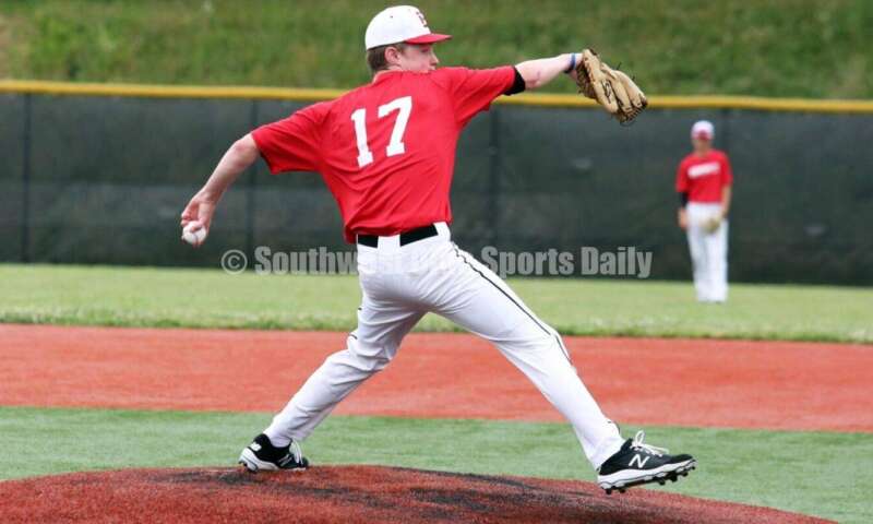 Lakota West High School's Connor Crowley delivers a pitch for the Cincinnati Impact on June 25, 2021, during Pastime Tournaments' Ohio Valley 17U/18U Wood Bat Classic at New Richmond. The Impact beat Sluggers Baseball Club 3-2. RICK CASSANO/STAFF