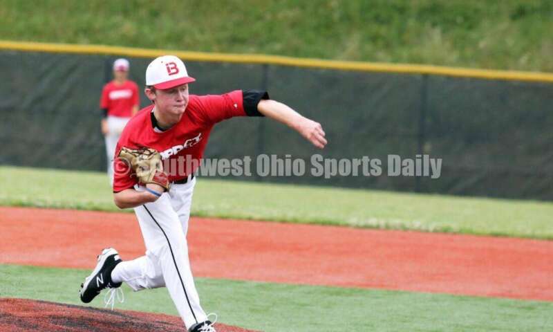 Lakota West High School's Connor Crowley follows through on a pitch for the Cincinnati Impact on June 25, 2021, during Pastime Tournaments' Ohio Valley 17U/18U Wood Bat Classic at New Richmond. The Impact beat Sluggers Baseball Club 3-2. RICK CASSANO/STAFF