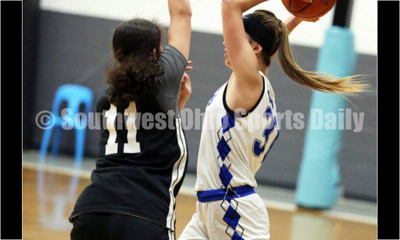 Ross High School's Veronica Allen looks to pass the ball July 10, 2021, during the Cincy Chargers' game against the Maryland Blazers in a matchup of 17-year-old girls basketball teams in the USJN's Midwest Summer Challenge at Sports Plus in Evendale. The Chargers won 58-31. RICK CASSANO/STAFF