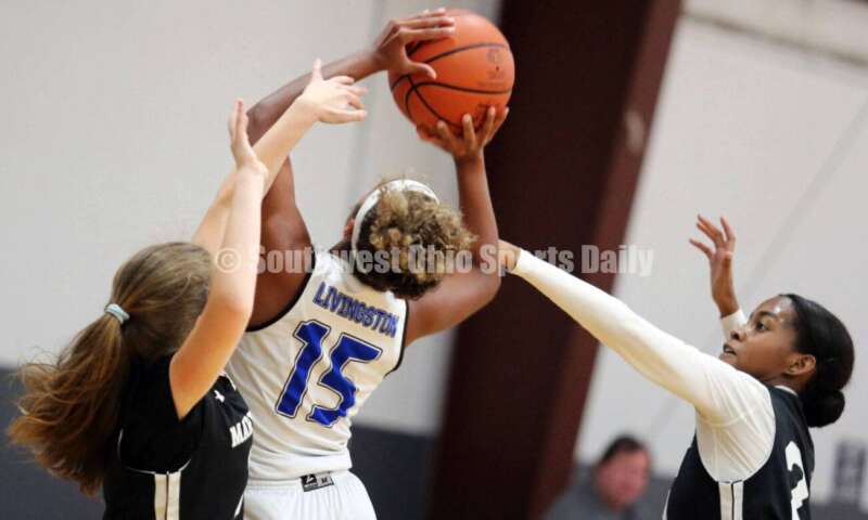 Edgewood High School's Lexi Livingston eyes the basket July 10, 2021, during the Cincy Chargers' game against the Maryland Blazers in a matchup of 17-year-old girls basketball teams in the USJN's Midwest Summer Challenge at Sports Plus in Evendale. The Chargers won 58-31. RICK CASSANO/STAFF