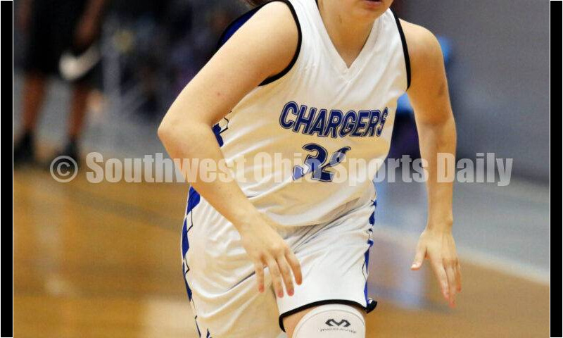 Lakota West High School's Emily Doerman moves toward the ball July 10, 2021, during the Cincy Chargers' game against the Maryland Blazers in a matchup of 17-year-old girls basketball teams in the USJN's Midwest Summer Challenge at Sports Plus in Evendale. The Chargers won 58-31. RICK CASSANO/STAFF