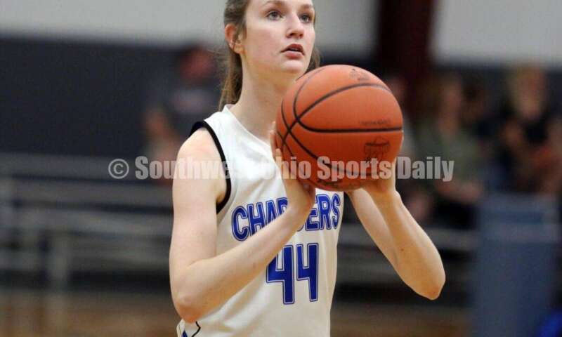 Beavercreek High School's Hannah Hunt shoots a free throw July 10, 2021, during the Cincy Chargers' game against the Maryland Blazers in a matchup of 17-year-old girls basketball teams in the USJN's Midwest Summer Challenge at Sports Plus in Evendale. The Chargers won 58-31. RICK CASSANO/STAFF