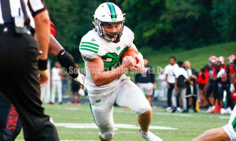 Badin High School's Jack Walsh scampers toward the end zone Aug. 20, 2021, during a nonleague football contest at Mount Healthy. Badin won 27-7. CONTRIBUTED PHOTO BY JON SEPCHINSKI