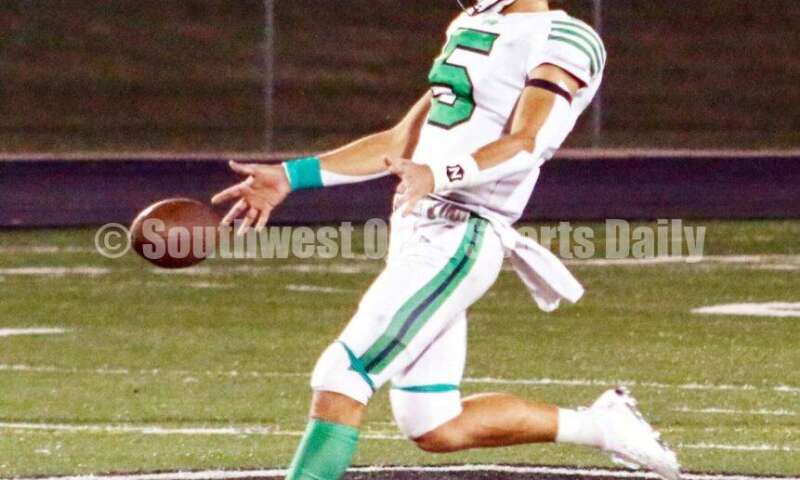 Badin High School's Landyn Vidourek punts the ball Aug. 20, 2021, during a 27-7 nonleague football victory at Mount Healthy. CONTRIBUTED PHOTO BY JON SEPCHINSKI