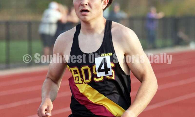 Ross High School's Kenneth Rakes competes in the boys 1,600-meter race April 16, 2024, during the Dale Plank Invitational track & field meet at Talawanda. RICK CASSANO/STAFF