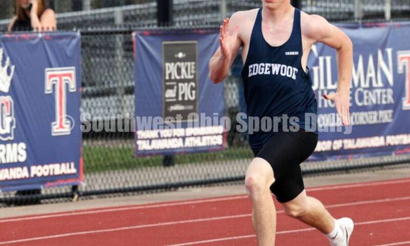 Edgewood High School's Brayden Sturgill runs in the boys 400-meter race April 16, 2024, during the Dale Plank Invitational track & field meet at Talawanda. RICK CASSANO/STAFF