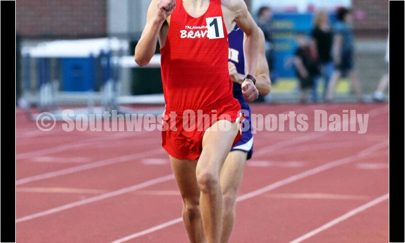Talawanda High School's Bryson Fears competes in the boys 800 meters April 16, 2024, during the Dale Plank Invitational track & field meet at Talawanda. RICK CASSANO/STAFF