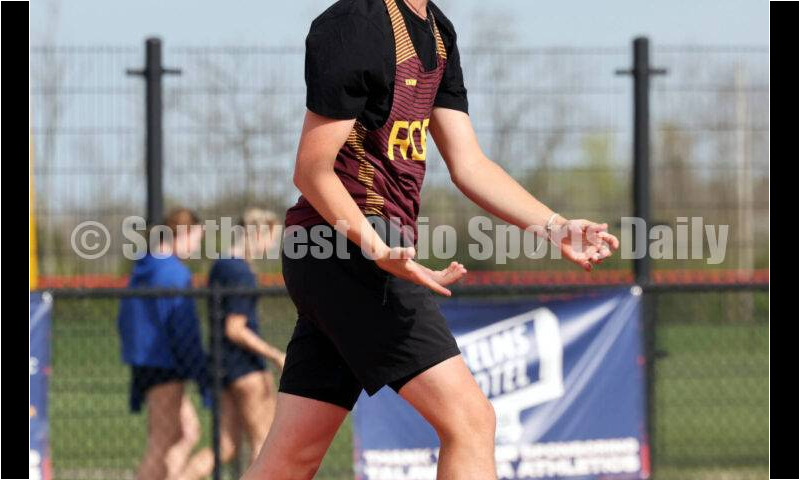 Ross High School's Brady Smith reacts to an attempt in the boys pole vault April 16, 2024, during the Dale Plank Invitational track & field meet at Talawanda. RICK CASSANO/STAFF
