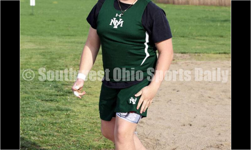 New Miami High School's Isaiah Johnson finishes an attempt in the boys shot put April 16, 2024, during the Dale Plank Invitational track & field meet at Talawanda. RICK CASSANO/STAFF
