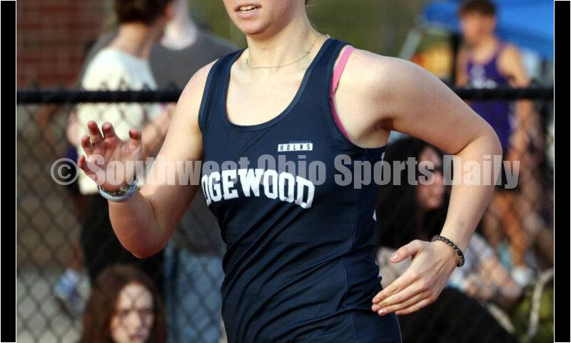 Edgewood High School's Findley Smith runs in the girls 400-meter race April 16, 2024, during the Dale Plank Invitational track & field meet at Talawanda. RICK CASSANO/STAFF
