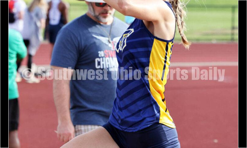 Monroe High School's Kendall Bowen competes in the girls long jump April 16, 2024, during the Dale Plank Invitational track & field meet at Talawanda. RICK CASSANO/STAFF
