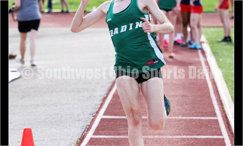 Badin High School's Becca Moore takes off in the girls long jump April 16, 2024, during the Dale Plank Invitational track & field meet at Talawanda. RICK CASSANO/STAFF