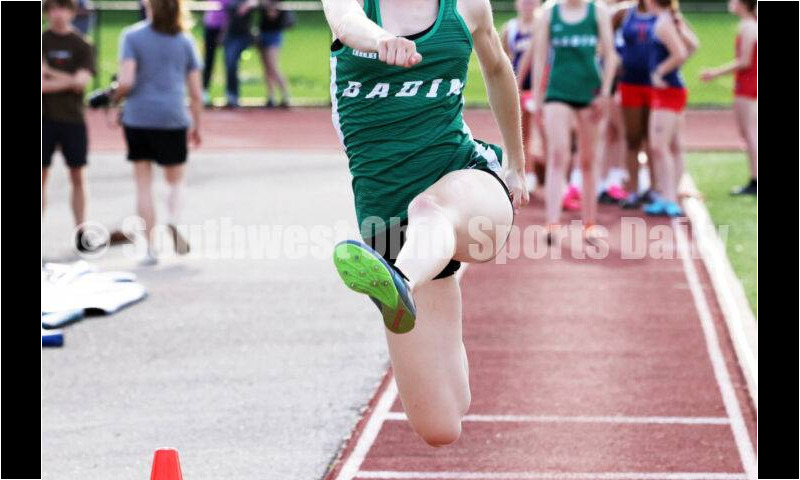 Badin High School's Becca Moore competes in the girls long jump April 16, 2024, during the Dale Plank Invitational track & field meet at Talawanda. RICK CASSANO/STAFF