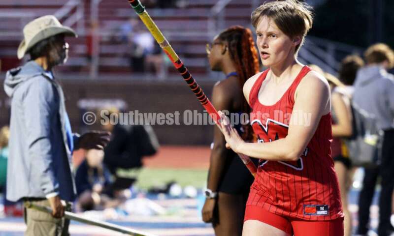 Madison High School's Lynette Weiss prepares to make a run in the girls pole vault April 16, 2024, during the Dale Plank Invitational track & field meet at Talawanda. RICK CASSANO/STAFF