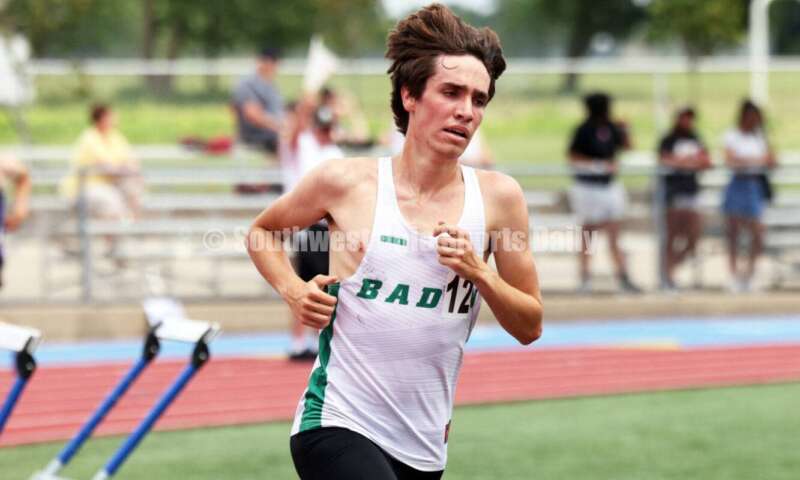 Badin High School's Nick Dunn competes in the boys 3,200-meter race May 25, 2024, during the Division II regional track & field meet at Piqua. RICK CASSANO/STAFF