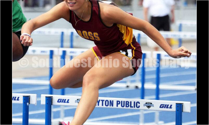 Ross High School's Myah Boze competes in the Division I girls 100-meter hurdles June 1, 2024, during the state track & field meet at Welcome Stadium in Dayton. Boze placed seventh. RICK CASSANO/STAFF