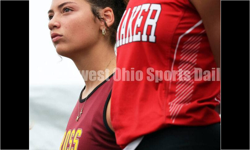 Ross High School's Myah Boze prepares for the medal ceremony after the Division I girls 100-meter hurdles June 1, 2024, during the state track & field meet at Welcome Stadium in Dayton. Boze placed seventh. RICK CASSANO/STAFF