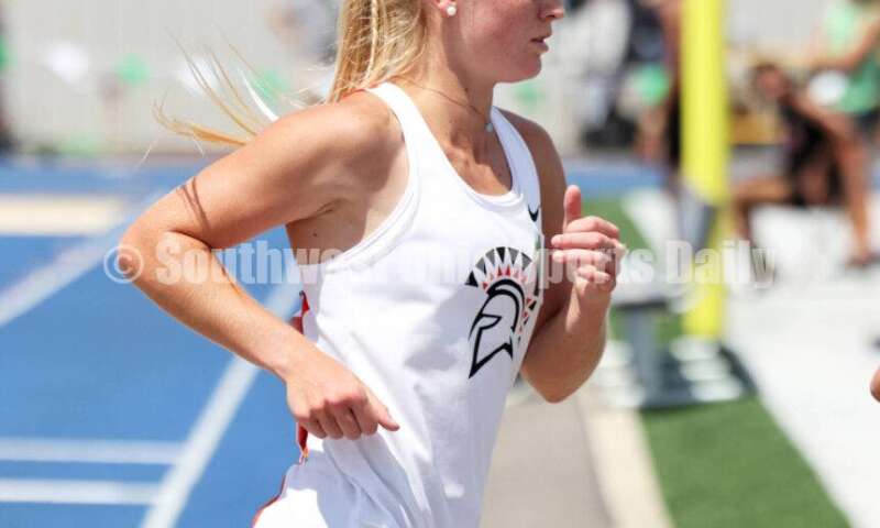 Waynesville High School's Samantha Erbach competes in the Division II girls 3,200-meter run June 1, 2024, at the state track & field meet at Welcome Stadium in Dayton. Erbach placed fourth. RICK CASSANO/STAFF