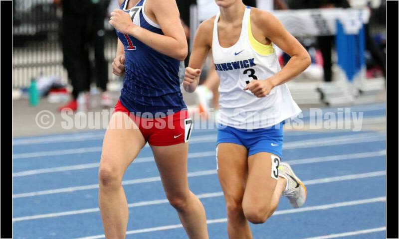 Talawanda High School's Lucia Rodbro runs ahead of Brunswick's Ella Daddario in the Division I girls 3,200-meter run June 1, 2024, at the state track & field meet at Welcome Stadium in Dayton. Rodbro placed seventh. RICK CASSANO/STAFF