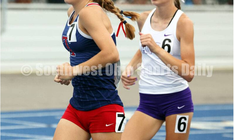 Talawanda High School's Lucia Rodbro competes in the Division I girls 3,200-meter run June 1, 2024, at the state track & field meet at Welcome Stadium in Dayton. Rodbro placed seventh. RICK CASSANO/STAFF