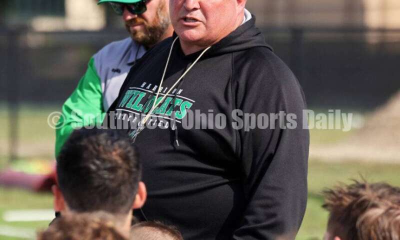 Harrison High School's football team went through a practice session Aug. 14, 2024, at the school in Harrison. RICK CASSANO/STAFF