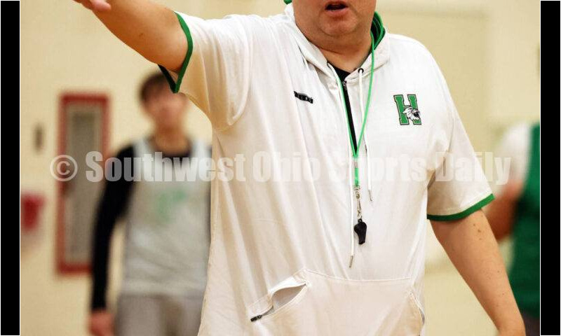 Harrison High School coach Andy Marx gives instructions Dec. 2, 2024, during a boys basketball practice session in Harrison. RICK CASSANO/STAFF
