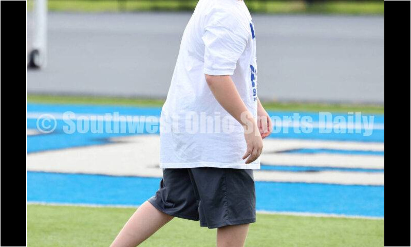 Scenes from Hamilton High School's youth football camp June 20, 2025, at Virgil Schwarm Stadium in Hamilton. RICK CASSANO/STAFF