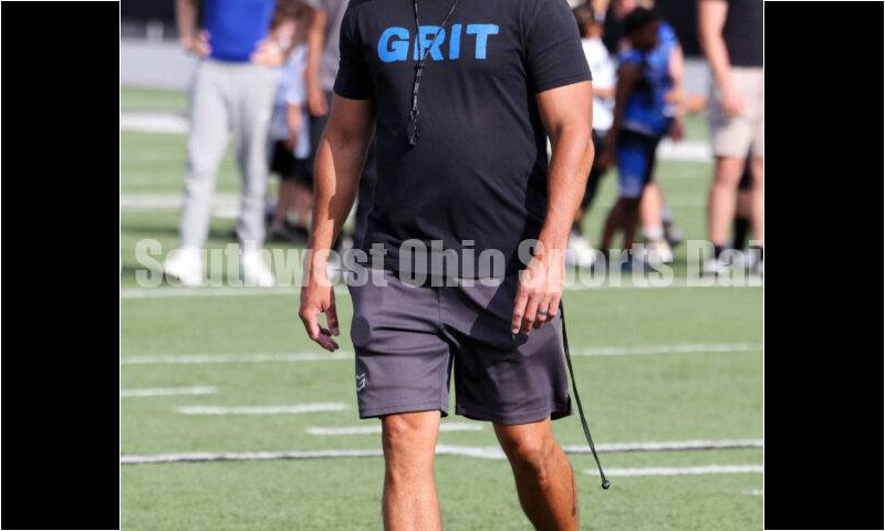 Scenes from Hamilton High School's youth football camp June 20, 2025, at Virgil Schwarm Stadium in Hamilton. RICK CASSANO/STAFF