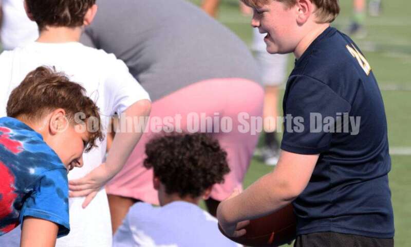 Scenes from Hamilton High School's youth football camp June 20, 2025, at Virgil Schwarm Stadium in Hamilton. RICK CASSANO/STAFF
