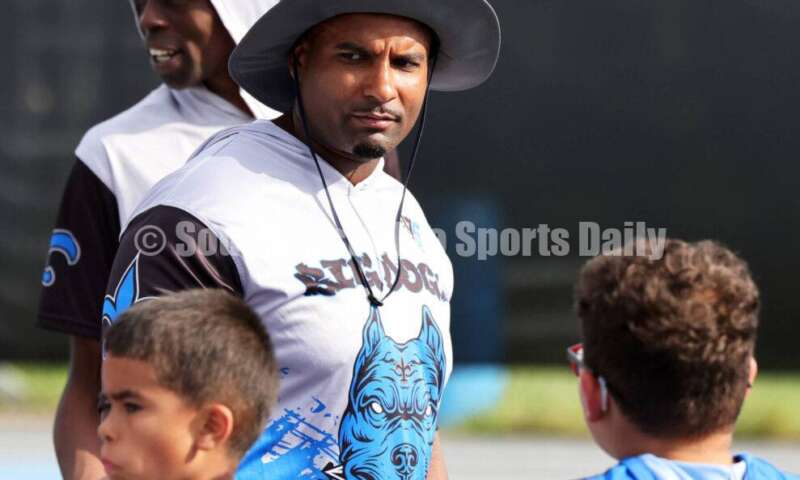 Scenes from Hamilton High School's youth football camp June 20, 2025, at Virgil Schwarm Stadium in Hamilton. RICK CASSANO/STAFF