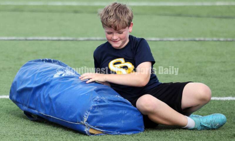 Scenes from Hamilton High School's youth football camp June 20, 2025, at Virgil Schwarm Stadium in Hamilton. RICK CASSANO/STAFF
