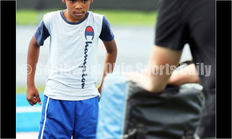 Scenes from Hamilton High School's youth football camp June 20, 2025, at Virgil Schwarm Stadium in Hamilton. RICK CASSANO/STAFF
