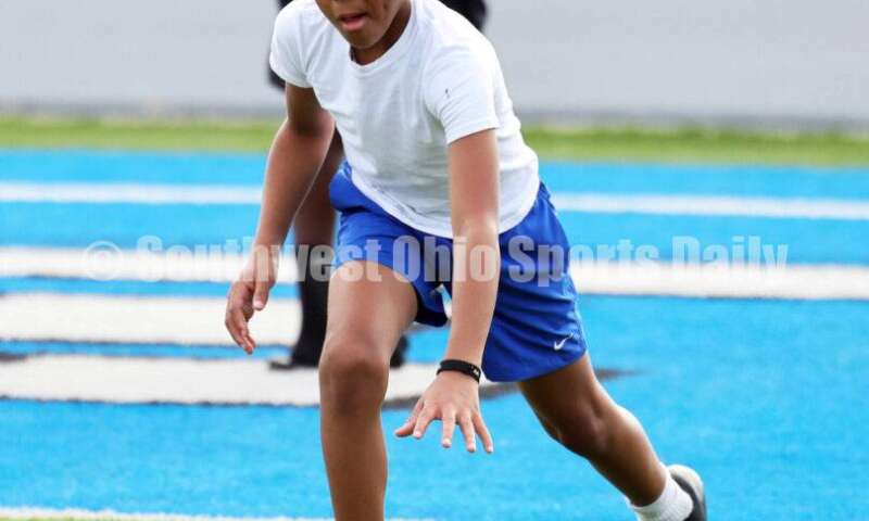 Scenes from Hamilton High School's youth football camp June 20, 2025, at Virgil Schwarm Stadium in Hamilton. RICK CASSANO/STAFF
