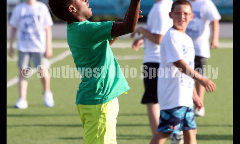 Scenes from Hamilton High School's youth football camp June 20, 2025, at Virgil Schwarm Stadium in Hamilton. RICK CASSANO/STAFF