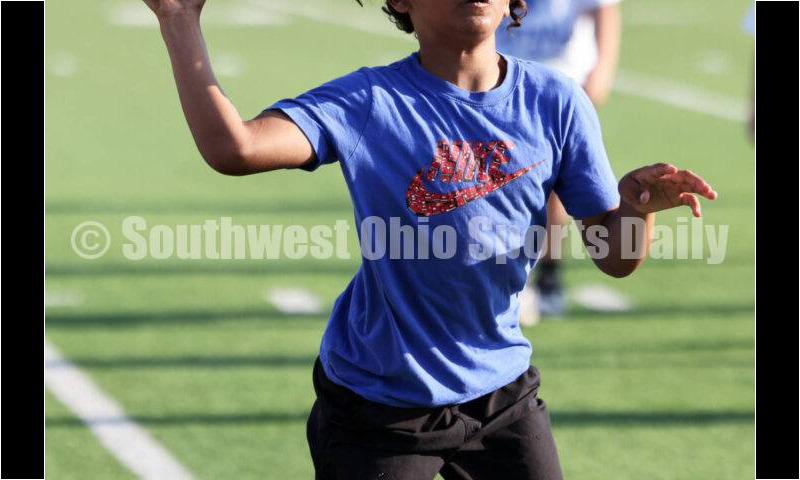 Scenes from Hamilton High School's youth football camp June 20, 2025, at Virgil Schwarm Stadium in Hamilton. RICK CASSANO/STAFF