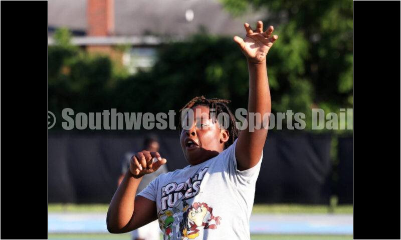 Scenes from Hamilton High School's youth football camp June 20, 2025, at Virgil Schwarm Stadium in Hamilton. RICK CASSANO/STAFF