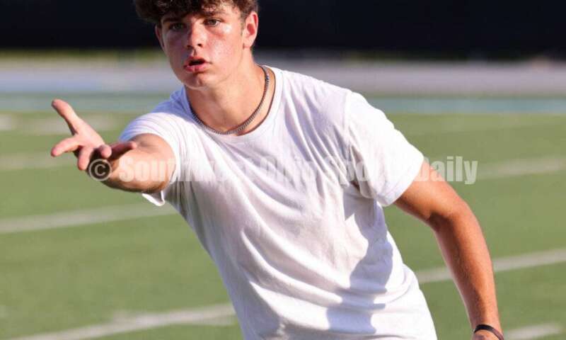 Scenes from Hamilton High School's youth football camp June 20, 2025, at Virgil Schwarm Stadium in Hamilton. RICK CASSANO/STAFF