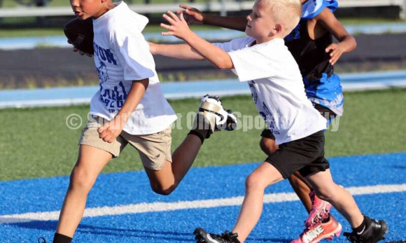 Scenes from Hamilton High School's youth football camp June 20, 2025, at Virgil Schwarm Stadium in Hamilton. RICK CASSANO/STAFF